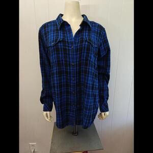 Kavu Plaid Flannel Button Down Blouse